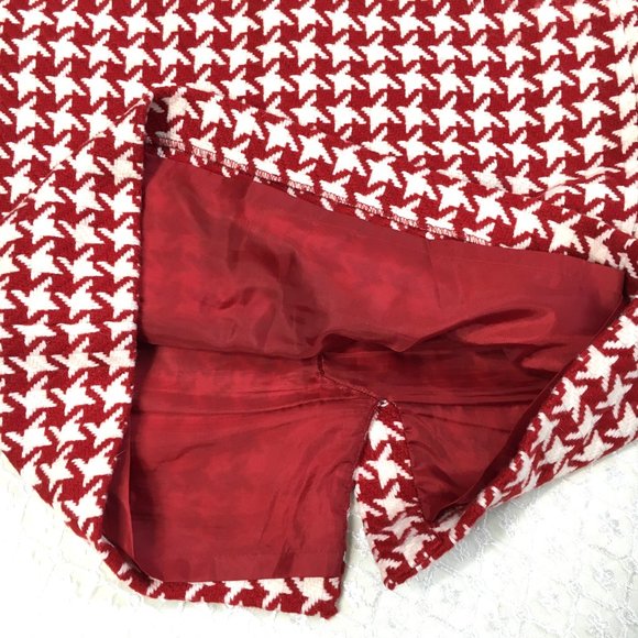 Talbots Red & White Wool Houndstooth Pencil Skirt Vtg Size 6 - Picture 5 of 11